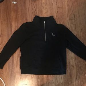 Victoria Secret Pink Black quarter zip sweatshirt